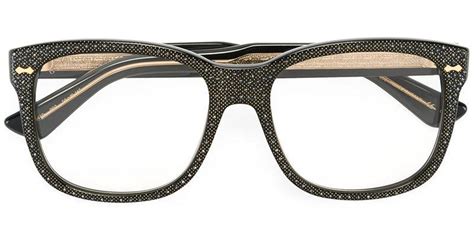 Lyst - Gucci Square Frame Rhinestone Glasses in Black