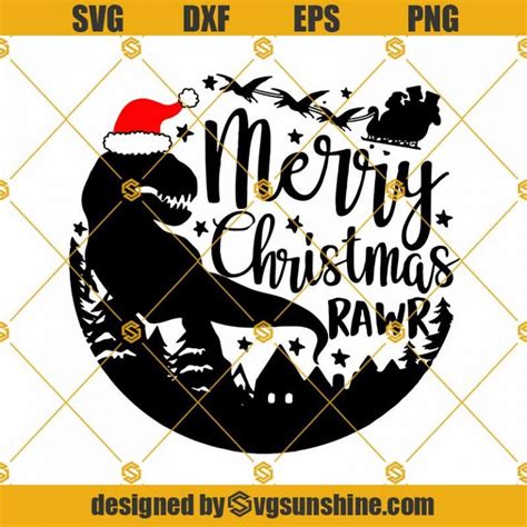 Dinosaur Sleigh SVG Christmas SVG Santa SVG Christmas Dinosaur