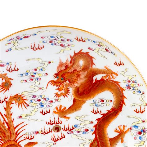 Chinese Porcelain Famille Rose Dragons Plate Daoguang Seal Mark 19th