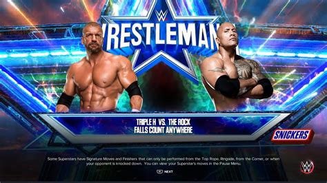 WWE 2K23 Gameplay Triple H Vs The Rock Falls Count Anywhere Match