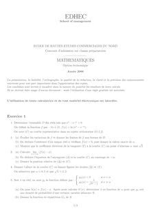 EDHEC 2000 mathematiques classe prepa hec ece à lire en Document