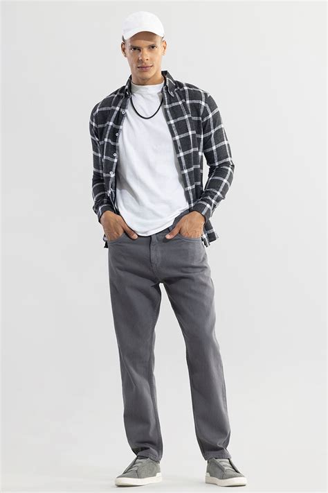 Buy Men's Riotous Grey Baggy Fit jeans Online | SNITCH