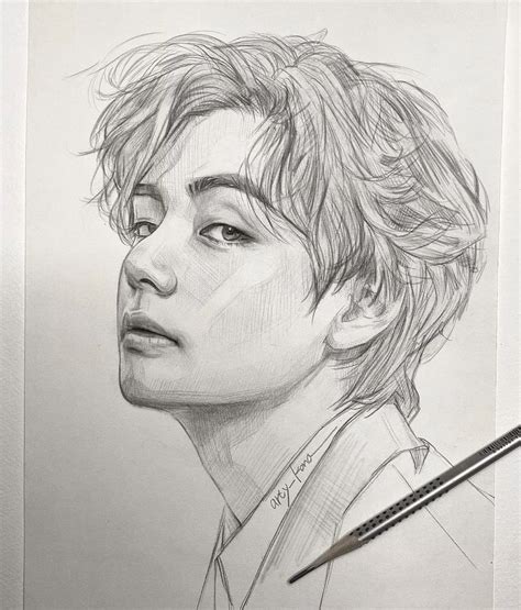 Kim Taehyung Girl Drawing Sketches Kpop Drawings Portrait Sketches