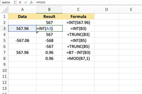 Round Down To The Nearest Integer In Excel With The Int Function