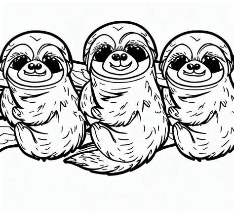 Very Cute Sloths Coloring Page Download Print Or Color Online For Free