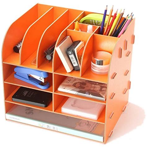 Wood Board Desktop Organizer Rack Multi Compartment Shelf Cubbies