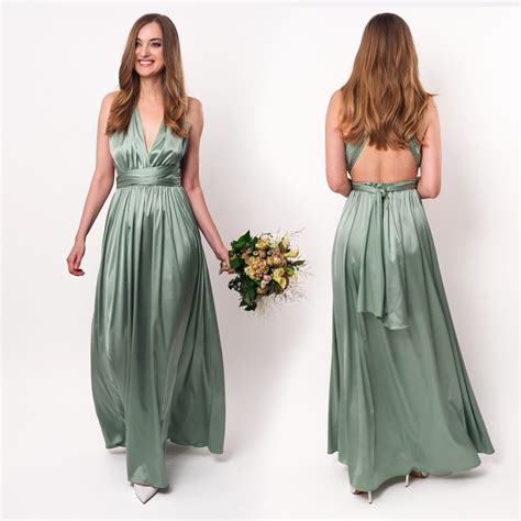 Infinity Dress Sage Green Silk Dress Bridesmaid Dress Silk Etsy