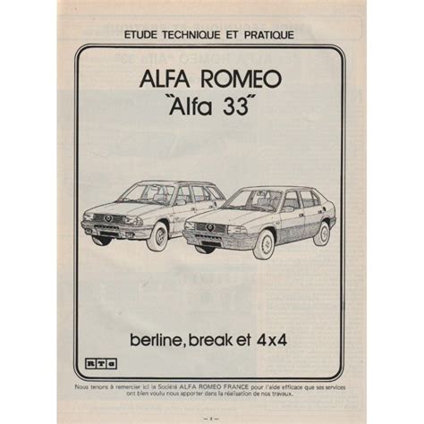 Revue Technique ALFA 33 de Alfa Roméo