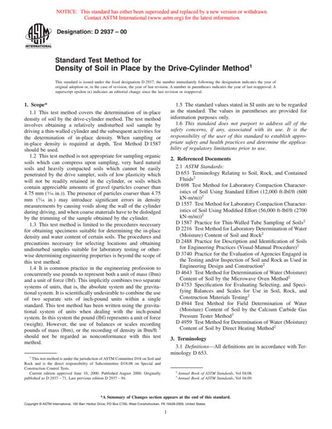 Astm D Standard Test Method For Density Of Soil In Place By