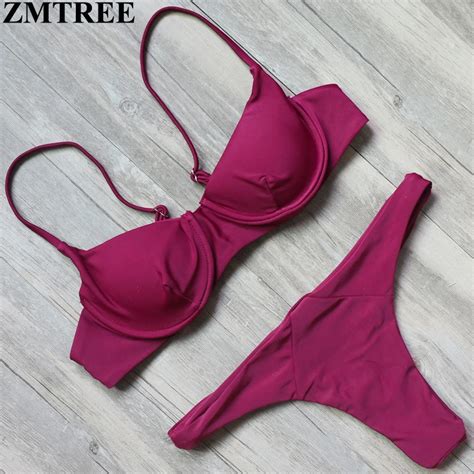 ZMTREE Bikini 2017 Hot Red Bikini Set Women Swimwear Top Bandage