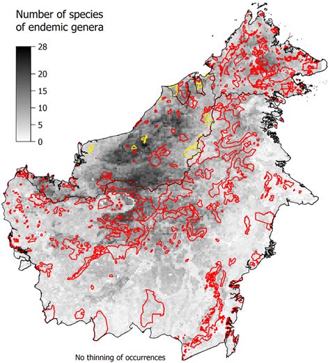 Protected Areas In Borneo Gazetted In Red Outline Proposed In Yellow