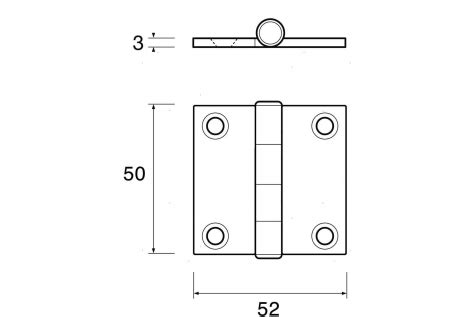 Cerniera Robusta Quadra 50x52mm Inox Cerniere Inox Ottone Nylon MTO