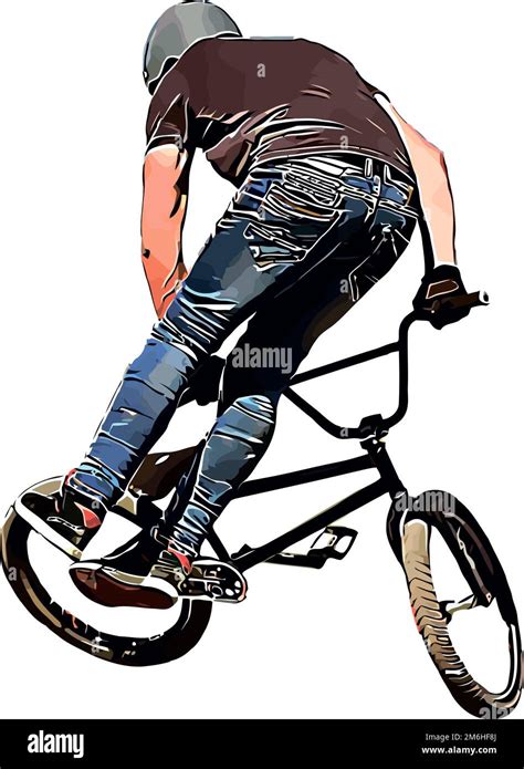 Color Vector Image Of A Cyclist On BMX Performing Extreme Stunts Stock