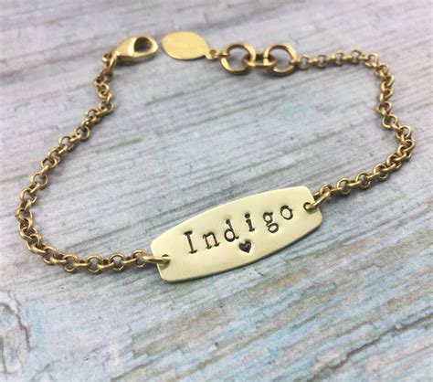 Brass Personalized Name Plate Bracelet Hand Stamped Bracelet Etsy