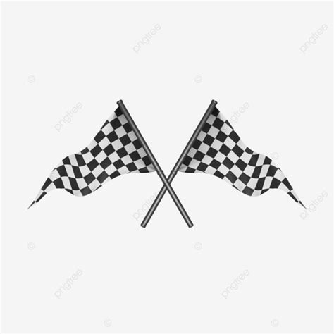 Crossing Triangle Racing Flag With Flagpole And Realistic Texture