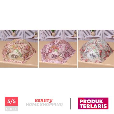 Jual Full Pattern Food Cover Round Tudung Saji Lipat Bulat Shabby