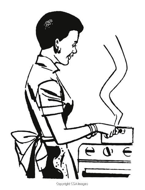 Woman Cooking Clipart Black And White