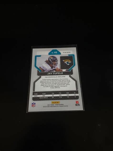 Jay Tufele 2021 Panini Prizm Silver Prizm RC Football Card Jaguars 440