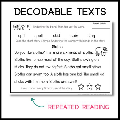 Beginning S Blends Decoding Practice Fluency Homework Classful