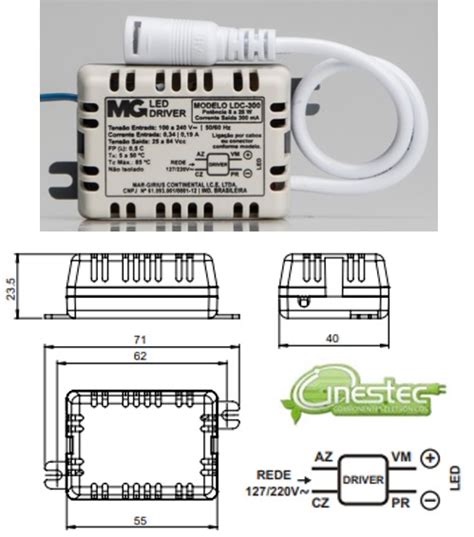 FONTE DRIVE PARA LED CORRENTE CONSTANTE PLUGUE 8 A 25W