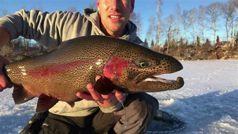 Ice Fishing Lb Rainbow Trout Youtube