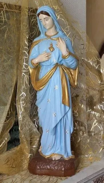 Grande Statue Sainte Vierge Marie Sacre Coeur En Platre Sacred Heart