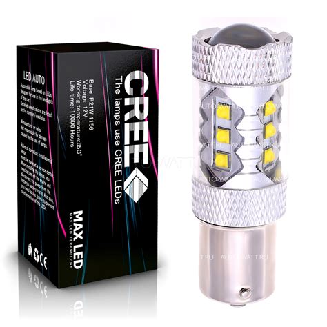 Светодиодная лампа P21W 1156 - 16 CREE Линза 80Вт