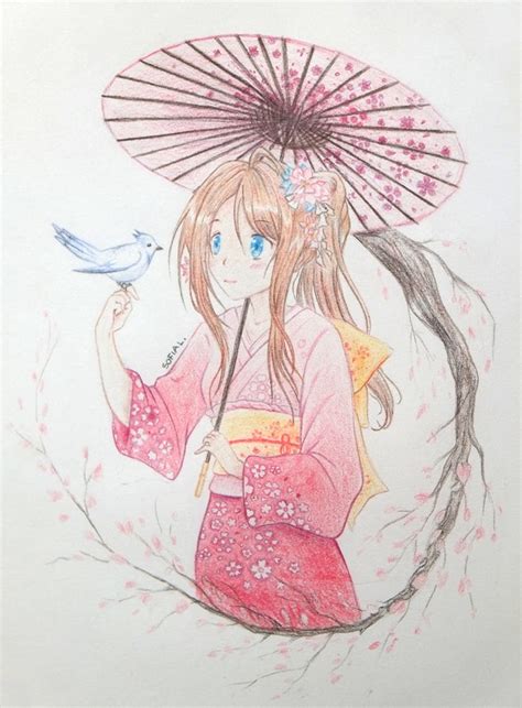 Girl With Parasol By Sofialeoart On Deviantart