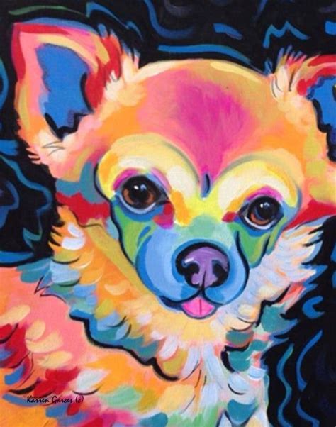 Chihuahua Dog Art Prints Pomeranian Whimsical Art Colorful Etsy Dog