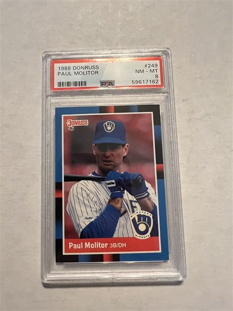 1988 DONRUSS 249 PAUL MOLITOR PSA 8 NM MT BREWERS TWINS BLUE JAYS HOF