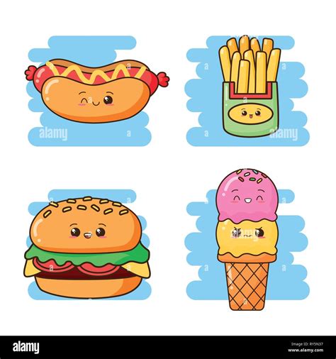 Kawaii Fast Food Stock Vector Image And Art Alamy