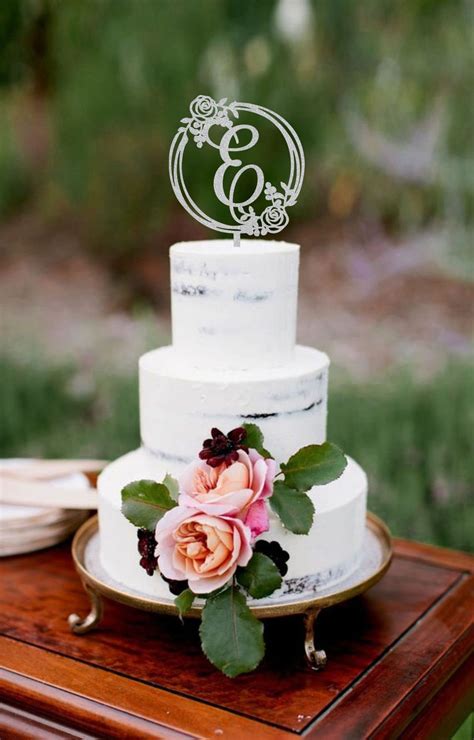 Wedding monogram cake topper Letter E cake topper Wreath | Etsy