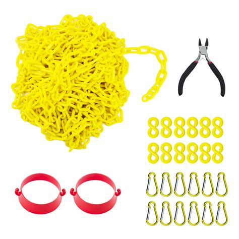 Reliabe St Feet Yellow Plastic Safety Barrier Chain With S Hooks