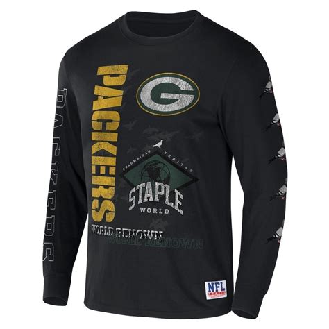 Staple Men S Nfl X Black Green Bay Packers World Renowned Long Sleeve T