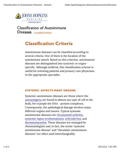 SOLUTION Classification Of Autoimmune Diseases Ii Studypool