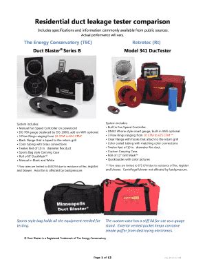 Fillable Online Residential Duct Leakage Tester Comparison Fax Email