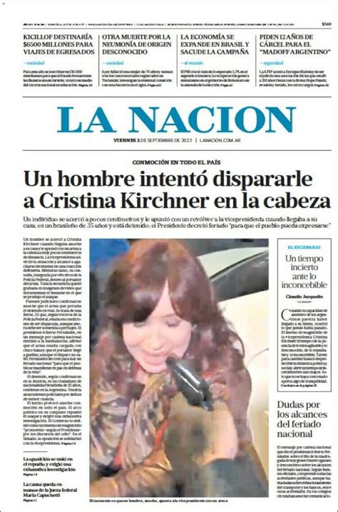 Ataque A Cristina Kirchner Las Tapas De Los Diarios De Argentina