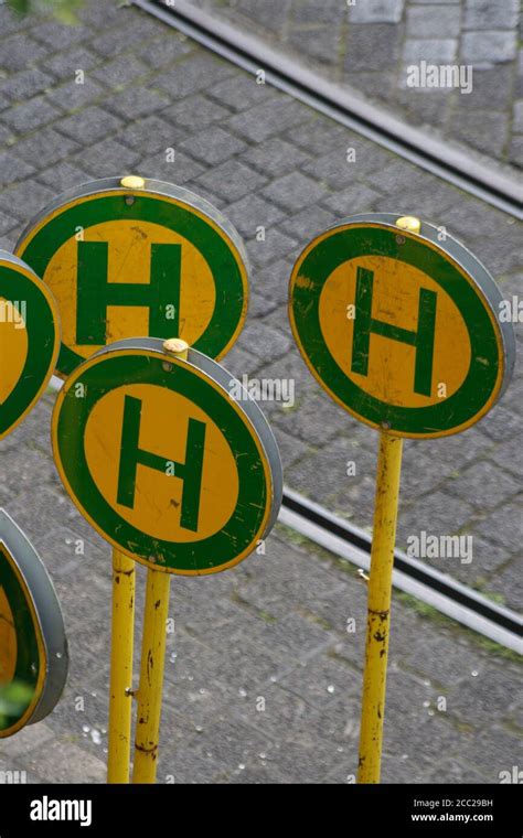 German Bus Stop Signs Stock Photo Alamy