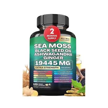 Oem Sea Moss Capsules With Black Seed Oil Ashwagandha Ginger