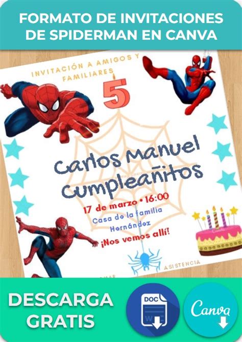 Top Imagen Hombre Ara A Invitaciones De Spiderman Para Editar