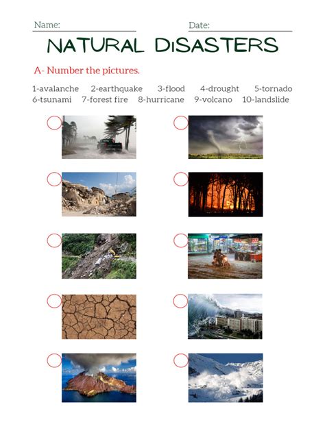 Natural Disasters Esl Worksheet Pdf