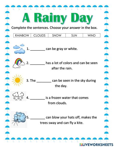 Rainy Day Interactive Worksheet Live Worksheets Worksheets Library