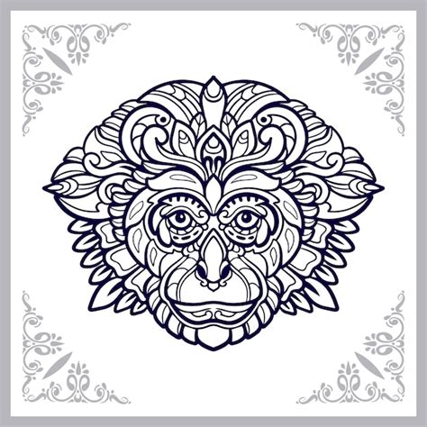 Cabeza De Mono Mandala Artes Aislado Sobre Fondo Blanco Vector Premium