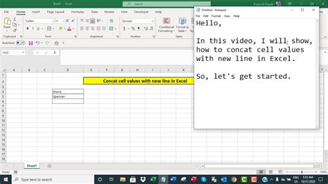 Concat Cell Values With New Line In Excel YouTube