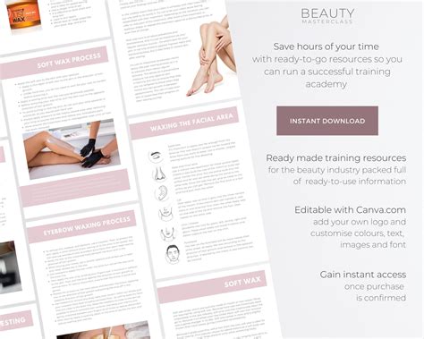 Waxing Training Manual Hard Soft Wax Editable Course For Etsy