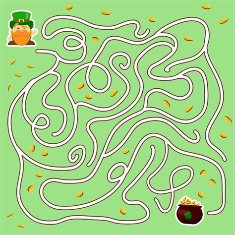 Premium Vector Leprechaun Labyrinth Pot Of Gold