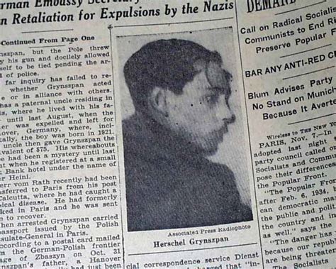 HERSCHEL GRYNSZPAN Ernst vom Rath Killed - KRISTALLNACHT Prelude 1938 Newspaper | eBay