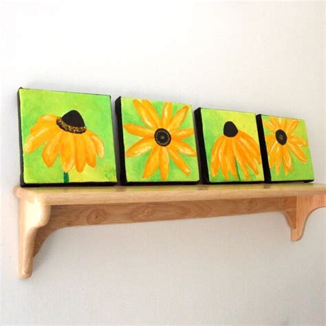 Thank You Sale Home Decor Wall Art Black Eyed Susan Set Of 4 5x5