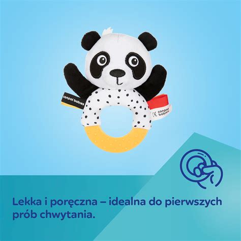 Sensoryczna zabawka dla niemowlaka z gryzakiem i grzechotką Panda