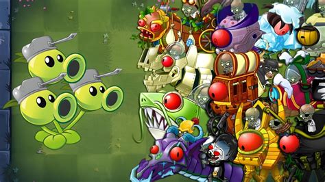 Power Up Three Peater Level Vs All Zomboss Plants Vs Zombies